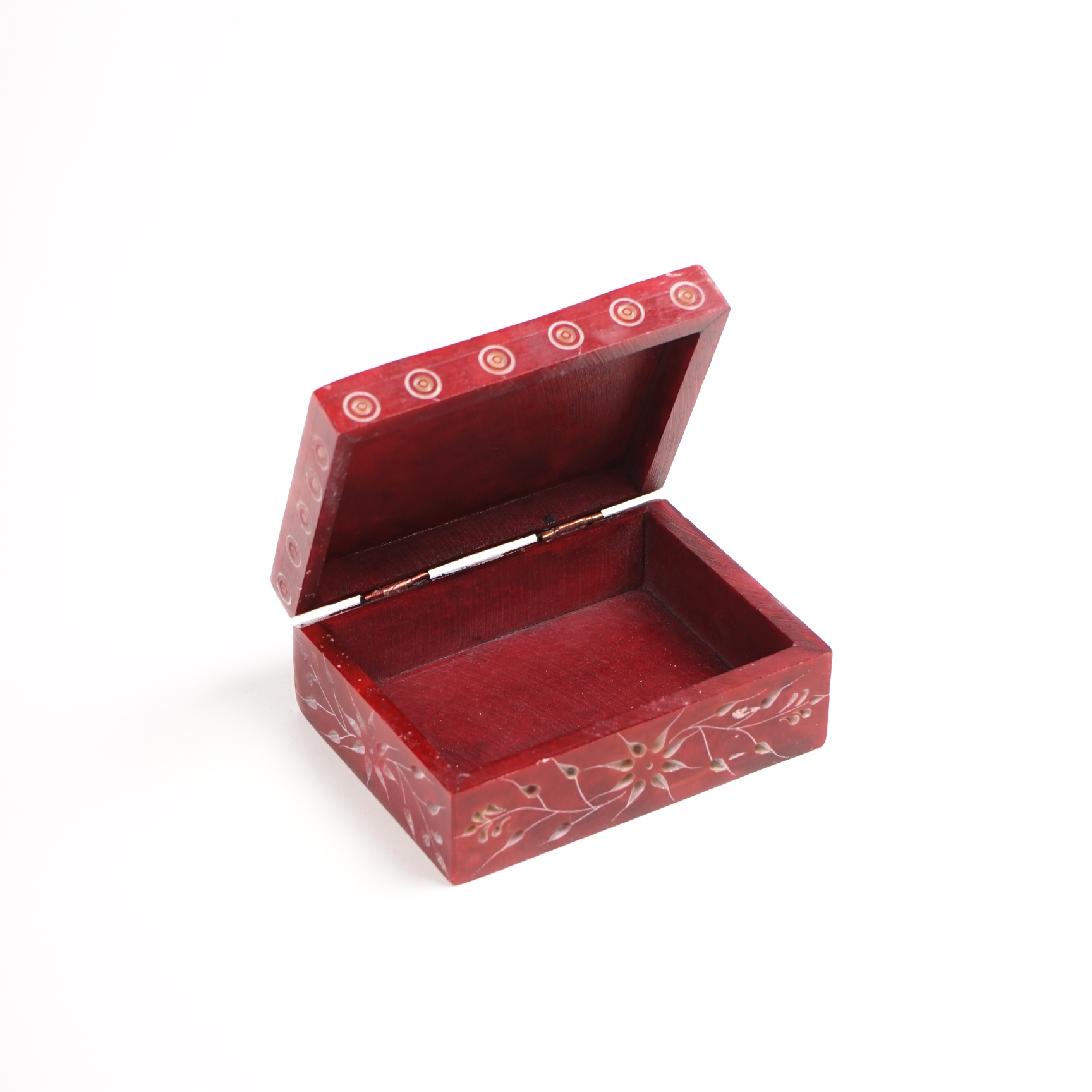 Dose 'Blume', aus Naturstein, rot, L 7 cm, B 10 cm, H 4 cm von fischer's lagerhaus