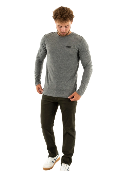 Tee shirt manches longues superdry essential logo c6o volcanic black grit
