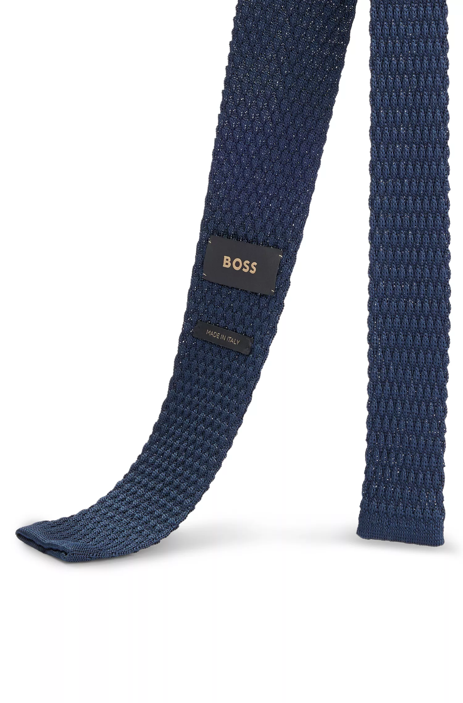 Gravata BOSS Camel em pura seda com estrutura de jacquard tricotado