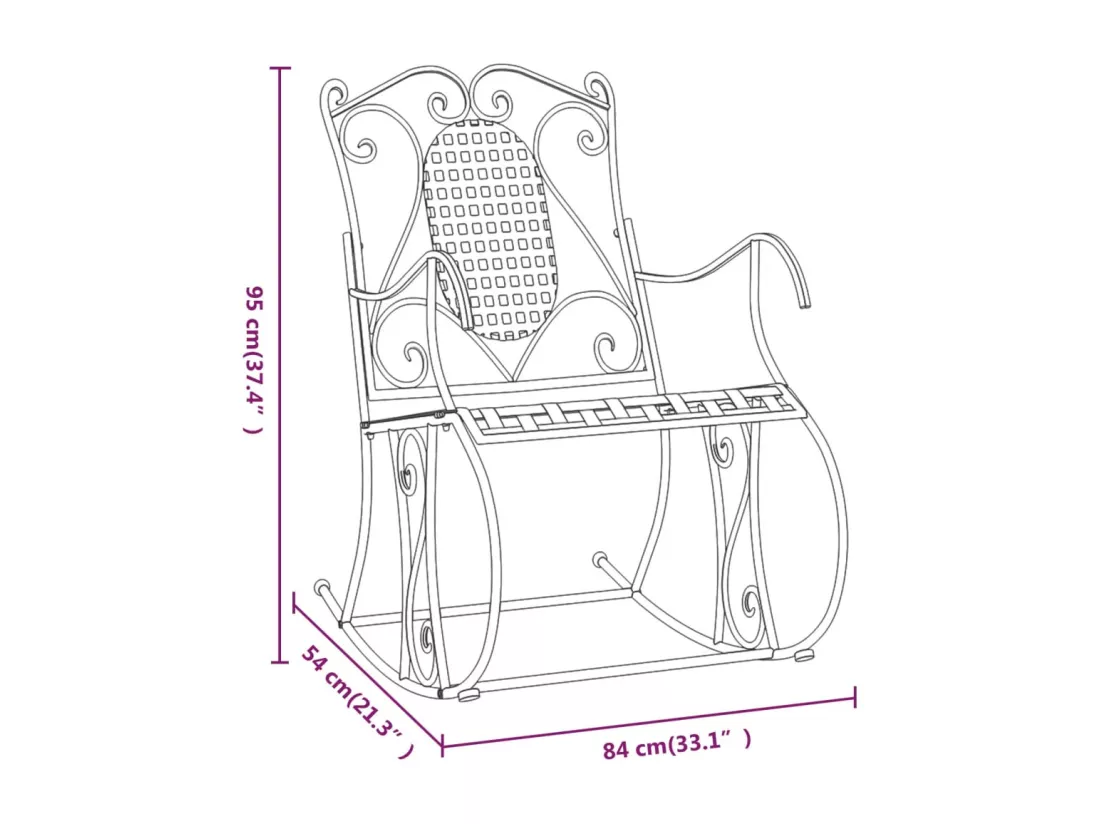 Banc à bascule 84 cm noir acier