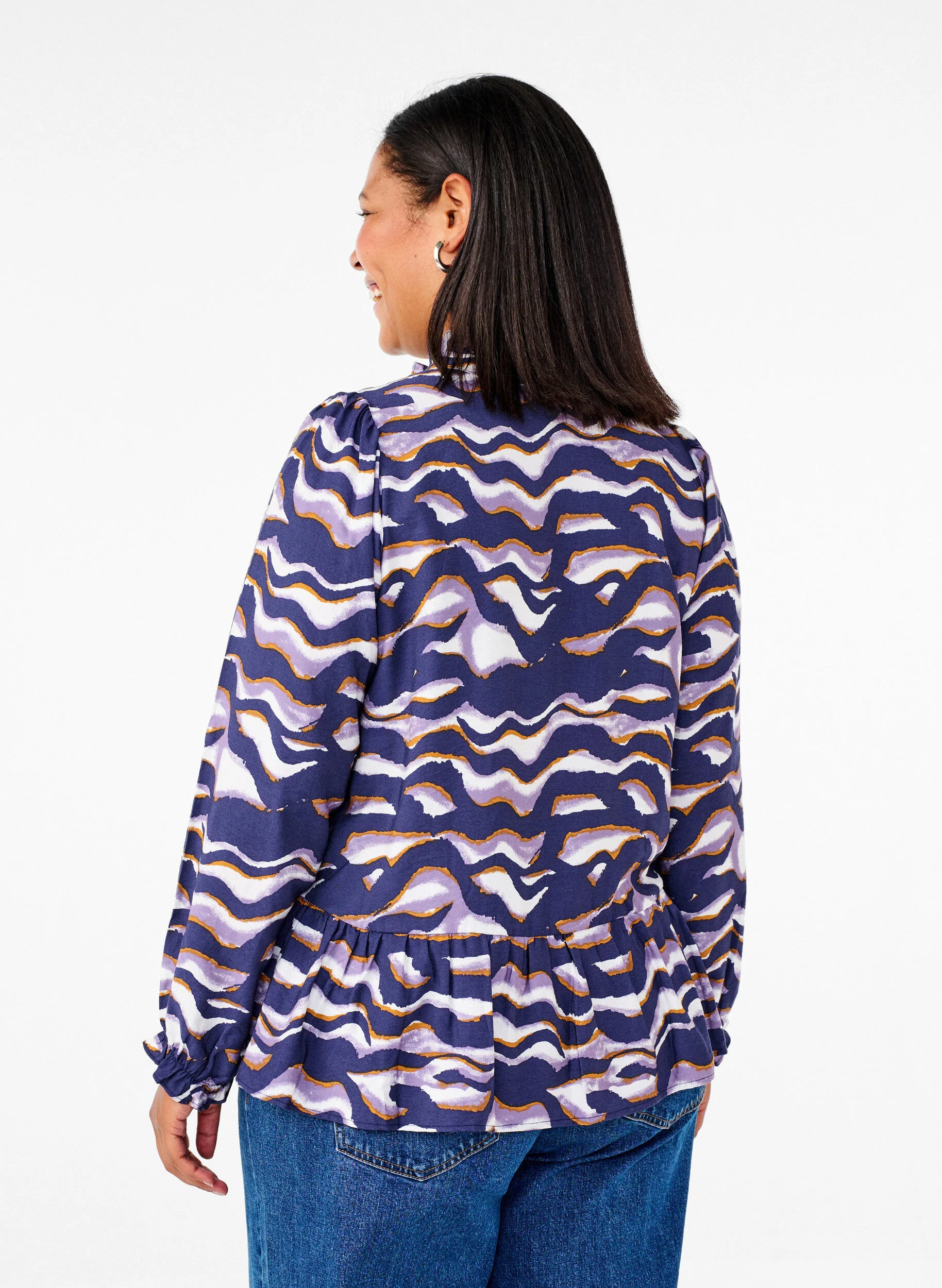 Bluse med print og a-snit