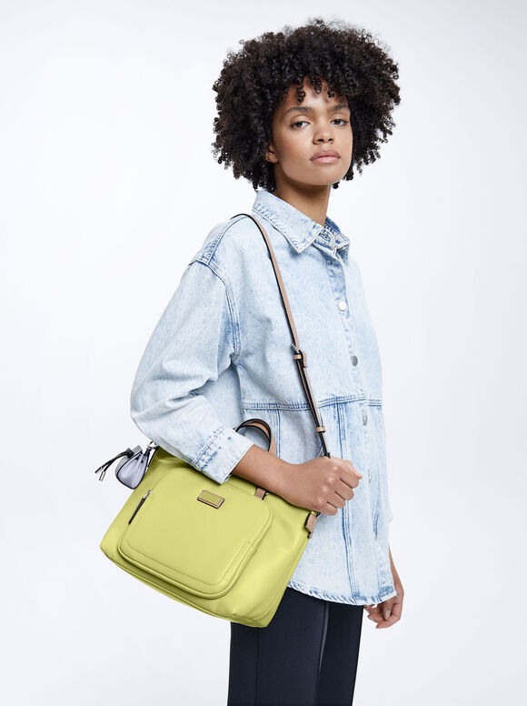 Bolsa de compras com pingente removível - Amarela