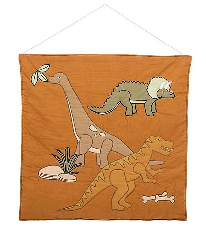 Bloomingville Wanddeko - Isaac - 100x100 cm - Braun m. Dinosauri