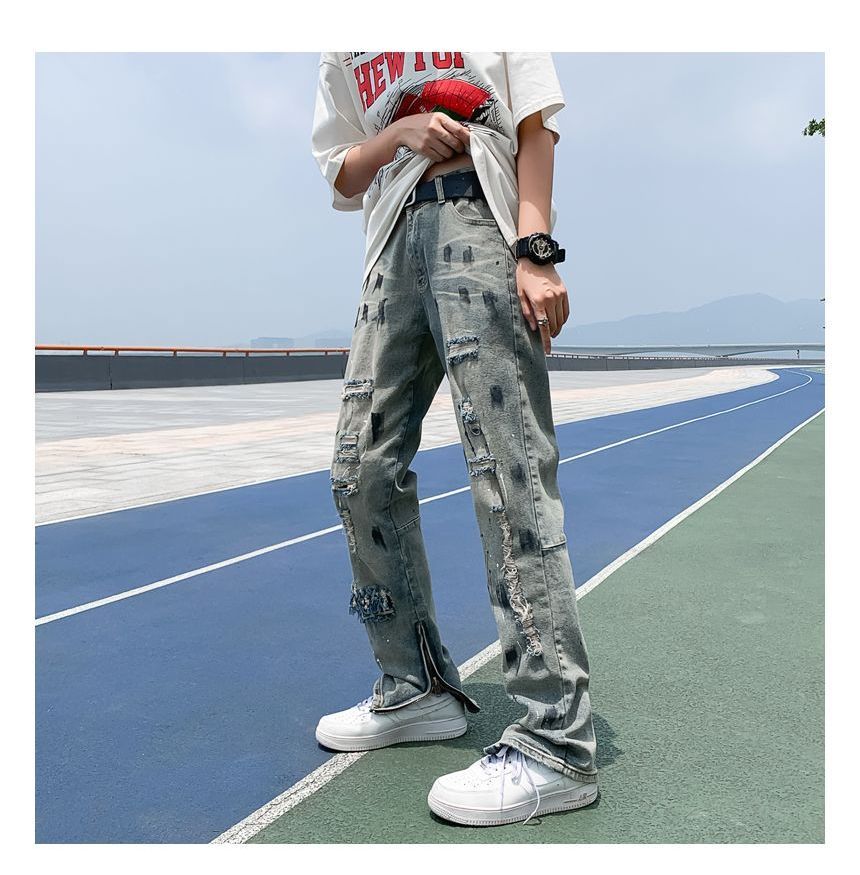Oakjam - Versleten Slim Fit Jeans