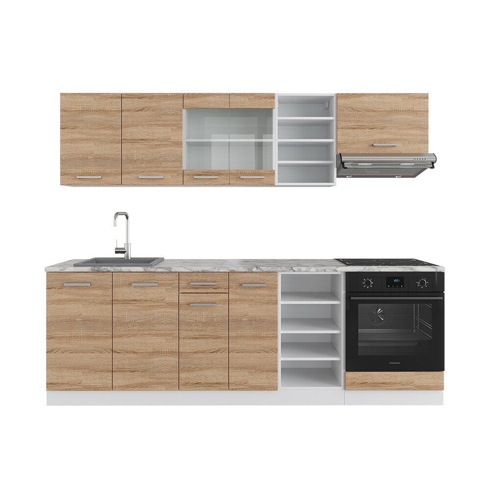 Vicco Küchenzeile Küchenblock Einbauküche R-Line 240 cm Weiß Sonoma Küche