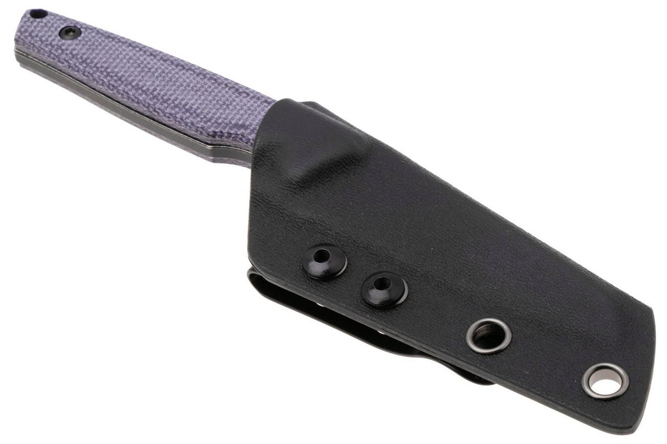 Tenable Knives Parr G011B1 Blackwashed 14C28N, Purple Micarta, vaststaand mes, Jonathan Styles design
