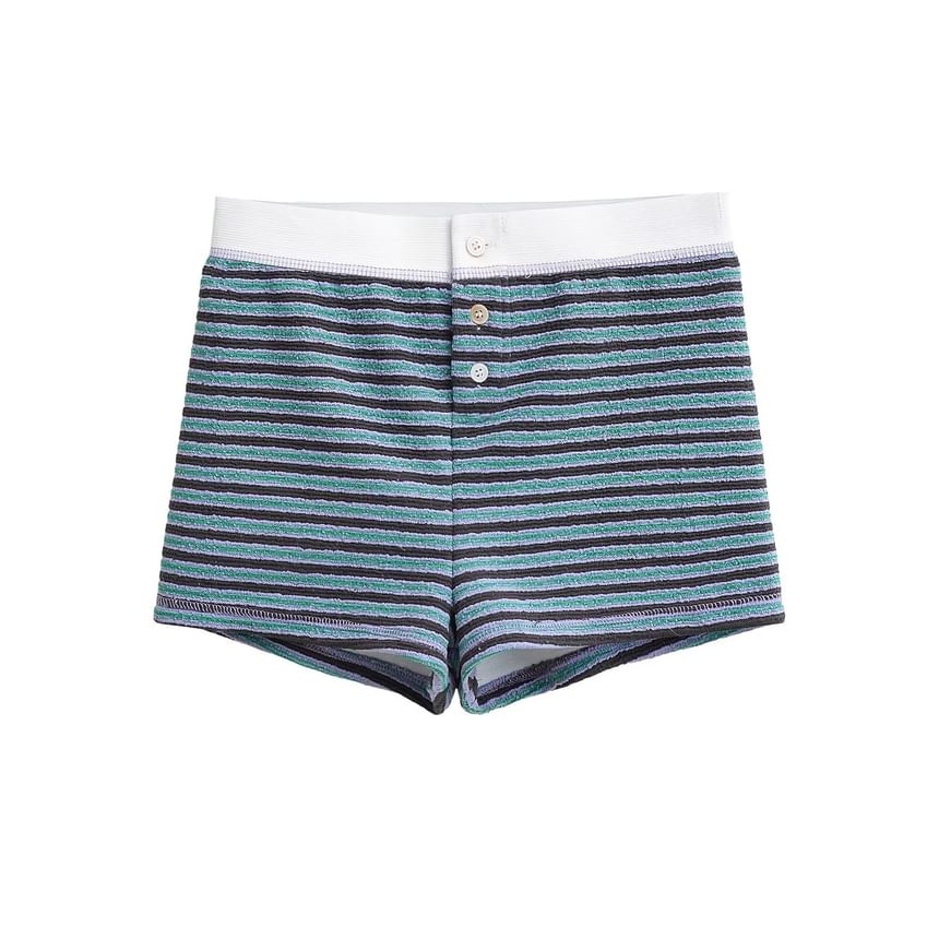 Webeisque - Gestreepte hotpants met elastische taille en knoopsluiting