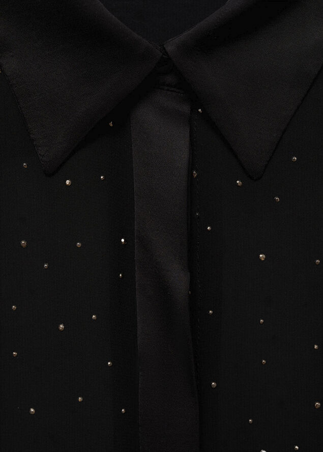 MANGO Semi-transparent studded shirt Black