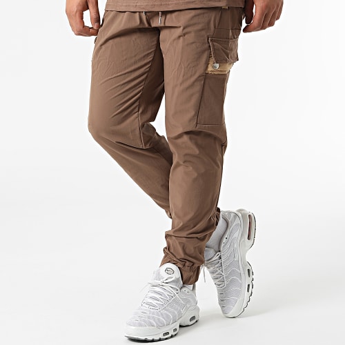 Ensemble Tee Shirt Et Jogger Pant LL656 Marron
