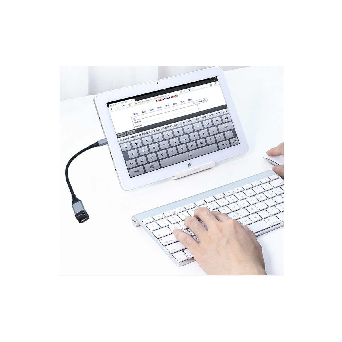 NÖRDIC OTG USB-C 3.1 til USB-A adapter aluminium 18 cm USB-C OTG-kabel