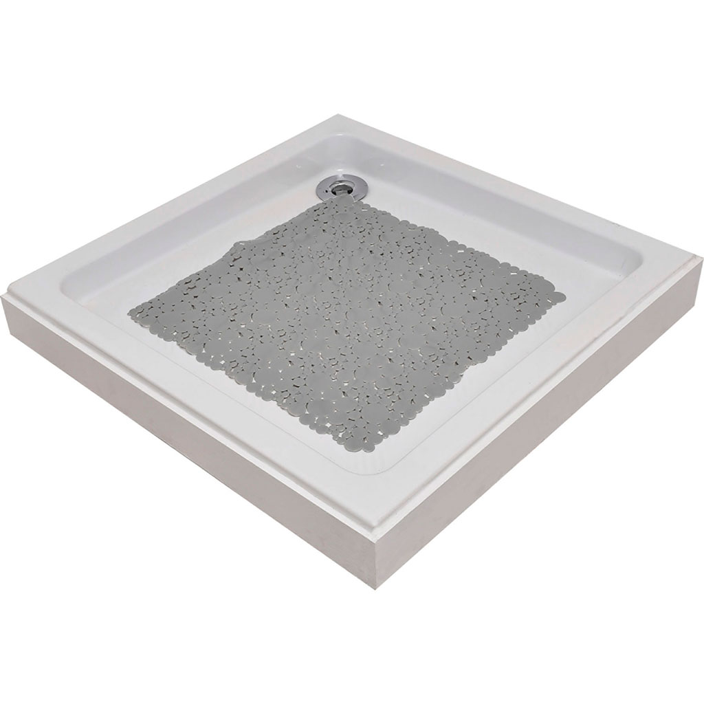 Tapis de douche PVC bulles gris perle 50x50cm