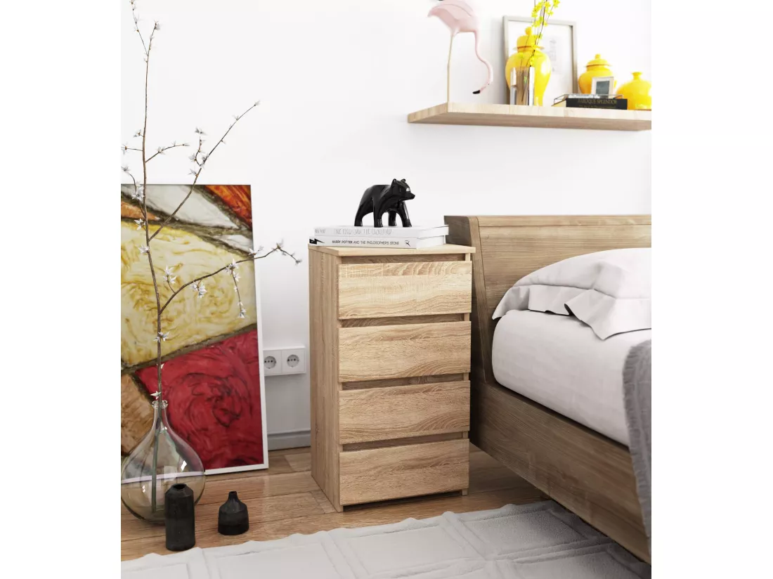 Commode AKORD CL4 Chêne Sonoma 40 cm 4 tiroirs façade Chêne Sonoma 40x35x74 cm
