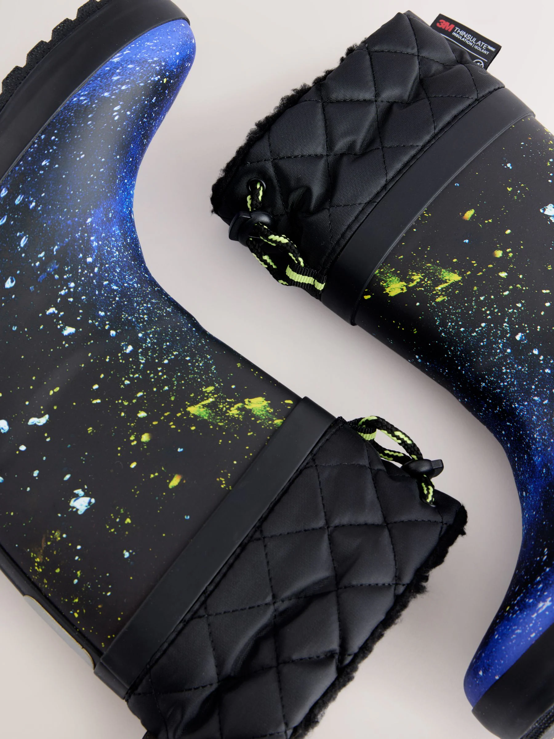blauw galaxy - Warme gevoerde regenlaarzen met rand