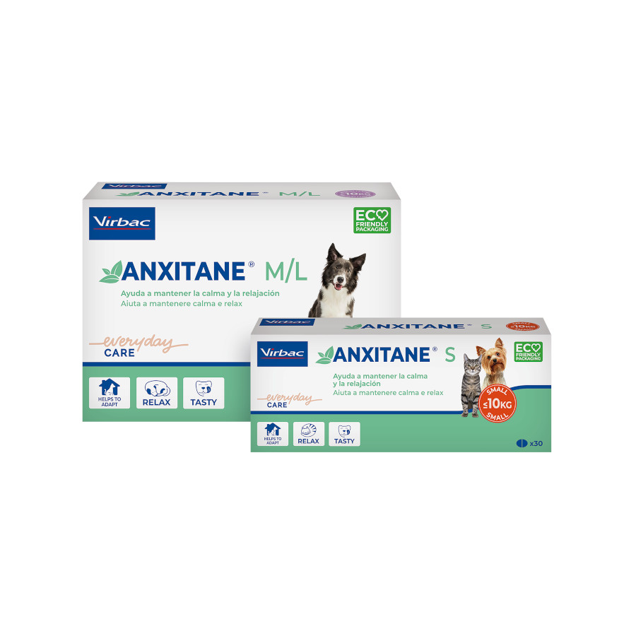 Comprimidos relaxantes Virbac Anxitane para cães e gatos.