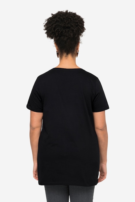 T-Shirt, Straight Fit, Herz-Druck, Halbarm