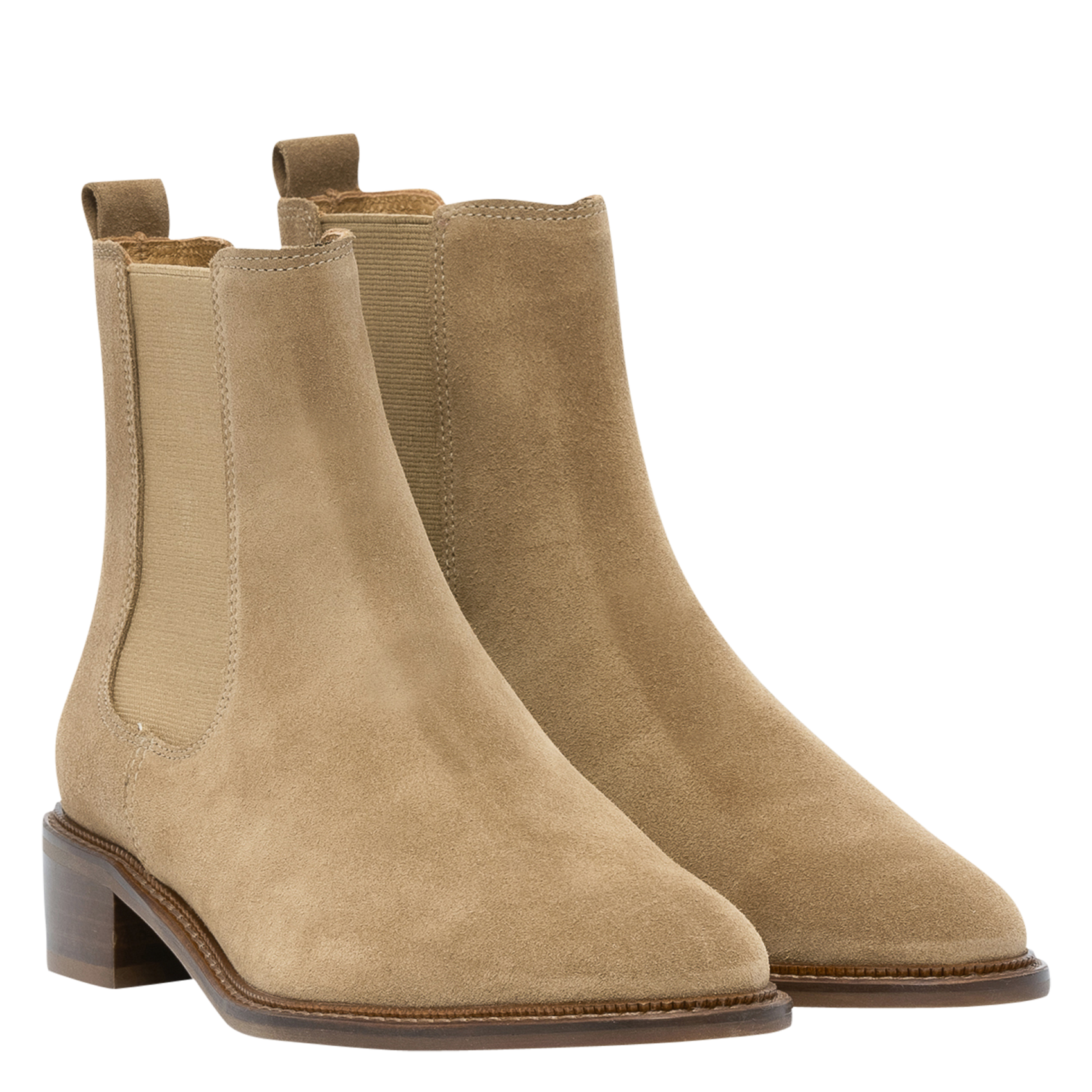SELIA - Boots en cuir velours | Beige