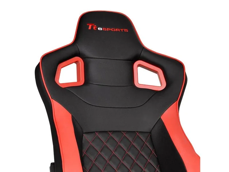 Ttesports GT-Fit 100 - Stol - armstøtter - T-formet - drejeled - aluminium, PVC, stål, kunstig læder, high-density skum - sort, rød