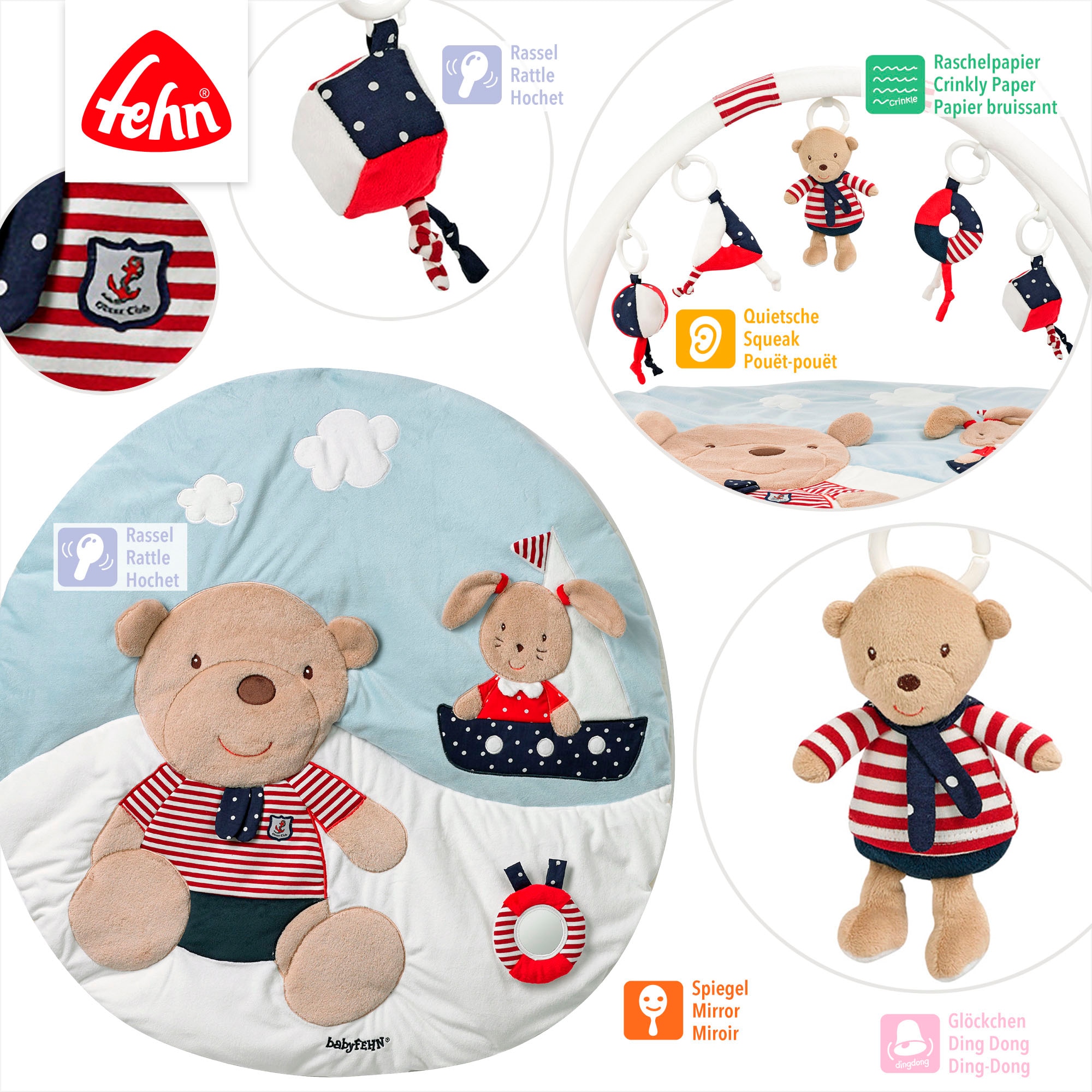 Fehn Spielbogen »Classic Stars, Ocean Club 3-D-Activity-Decke« mit Krabbeldecke