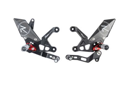 Commandes reculées LighTech réglables/repliables Racing sélection standard et inversée noir/rouge