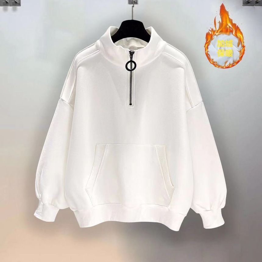 GRAYCIOUS - Sweatshirt met semi-hoge hals en semi-ritssluiting