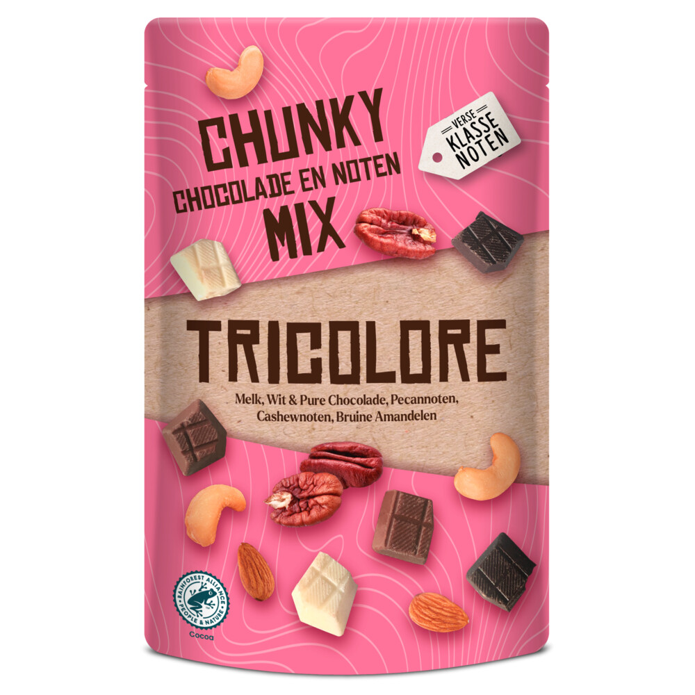 Verse Klassenoten Chunky Chocolade en Noten Mix Tricolore150 gr