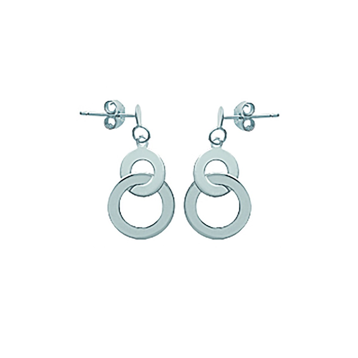Boucles d'oreilles Brillaxis double anneaux argent