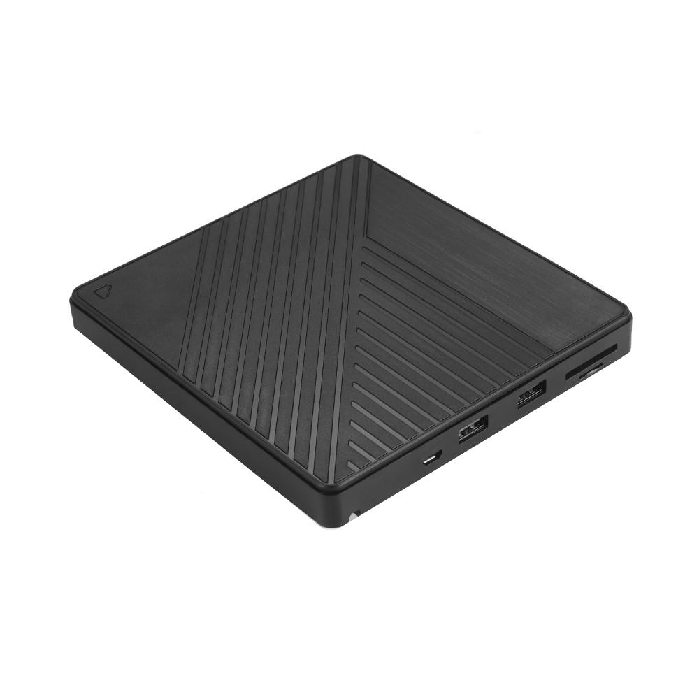 3in1 Slim Super Drive USB C / USB 3.0 CD DVD-RW Externes Laufwerk Brenner mit SD- / MicroSD Card Reader / Dual USB für MacBook / Laptop - Schwarz