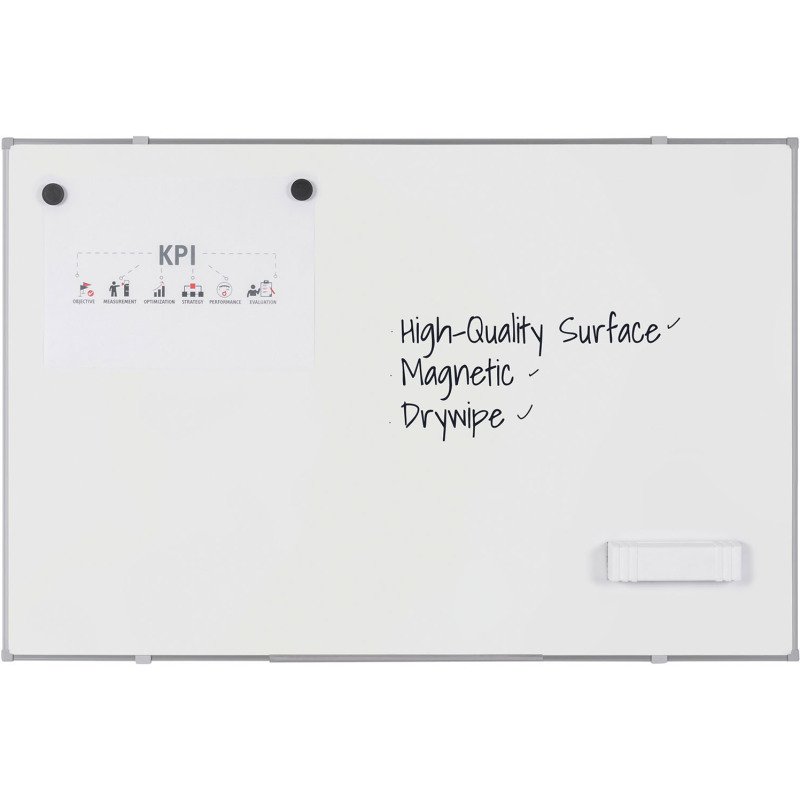 Tableau blanc magnetique Suri cadre gris 178 x 88 cm Bi-Office