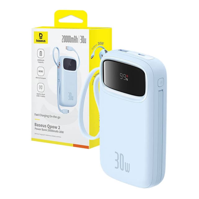 Powerbank Baseus QPow2 20000mAh 30W 2xUSB-C (blå)