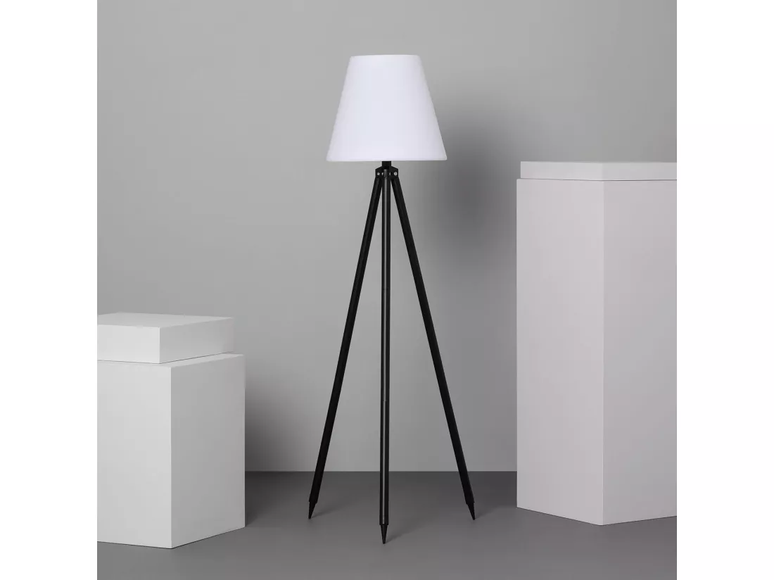 Lampadaire LED Extérieur Solaire Métal RGB Kefre avec Batterie USB Rechargeable Gris