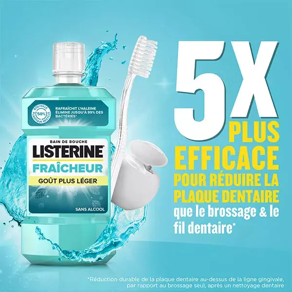 Listerine Fraîcheur Bain de Bouche Quotidien Fraîcheur Goût Plus Léger 500ml