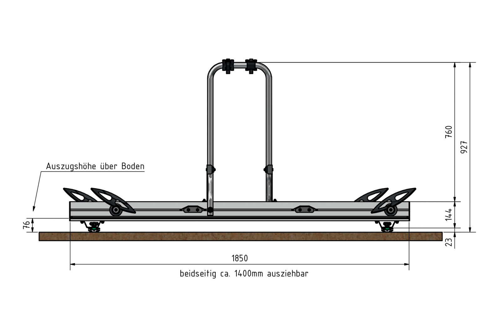 Weih-tec Slide Move HG-250 Fahrradträger für Heckgarage 2 Fahrräder