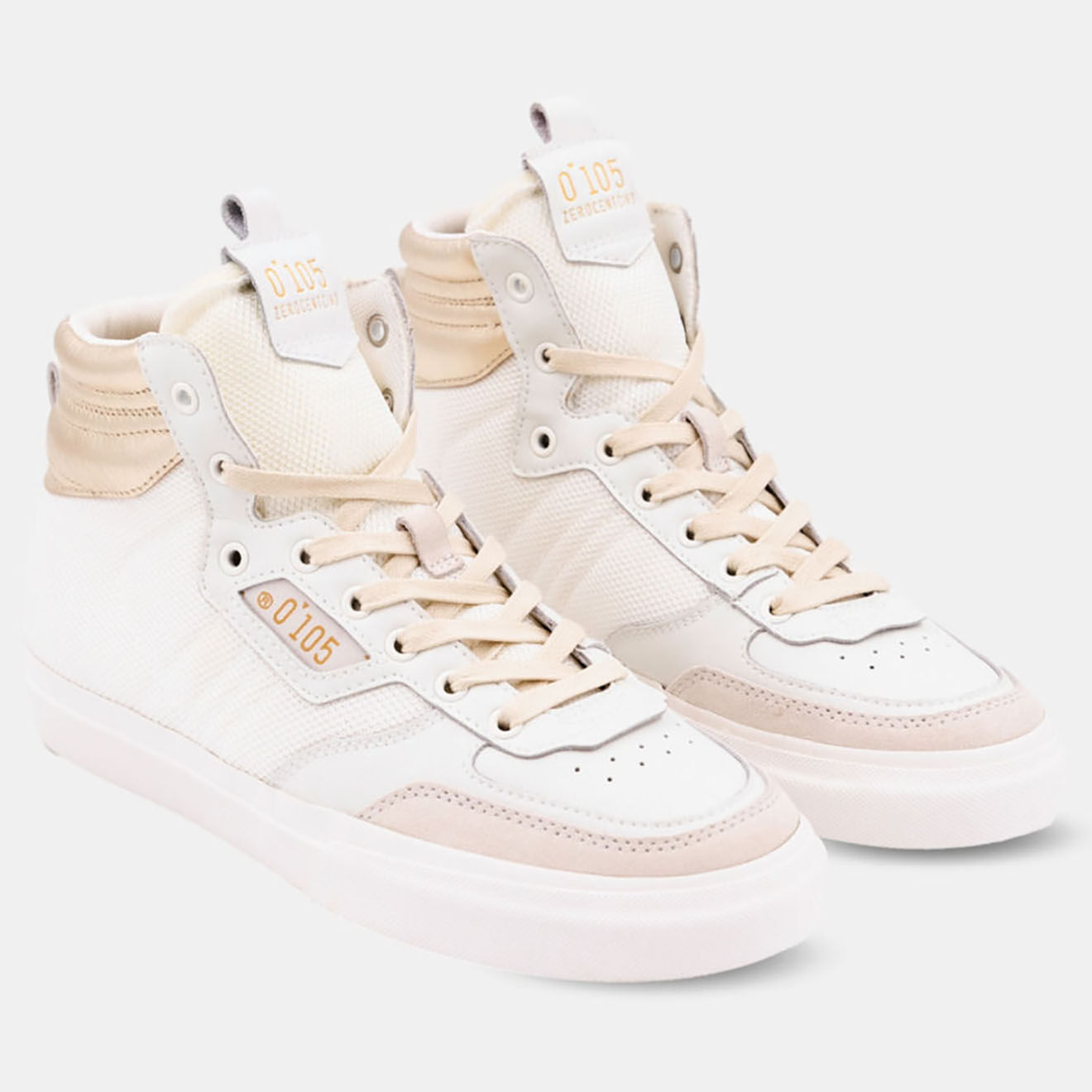 Zero 105 Baskets en Cuir Huna blanc/doré