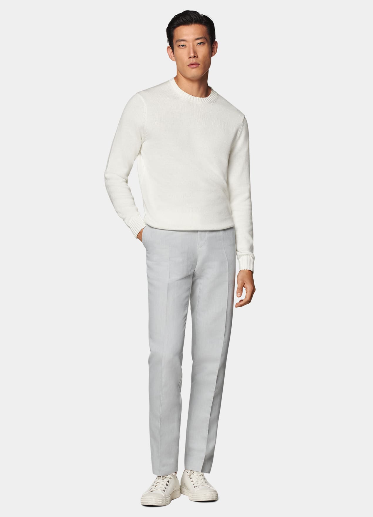 Pantalon Slim Leg Straight gris clair