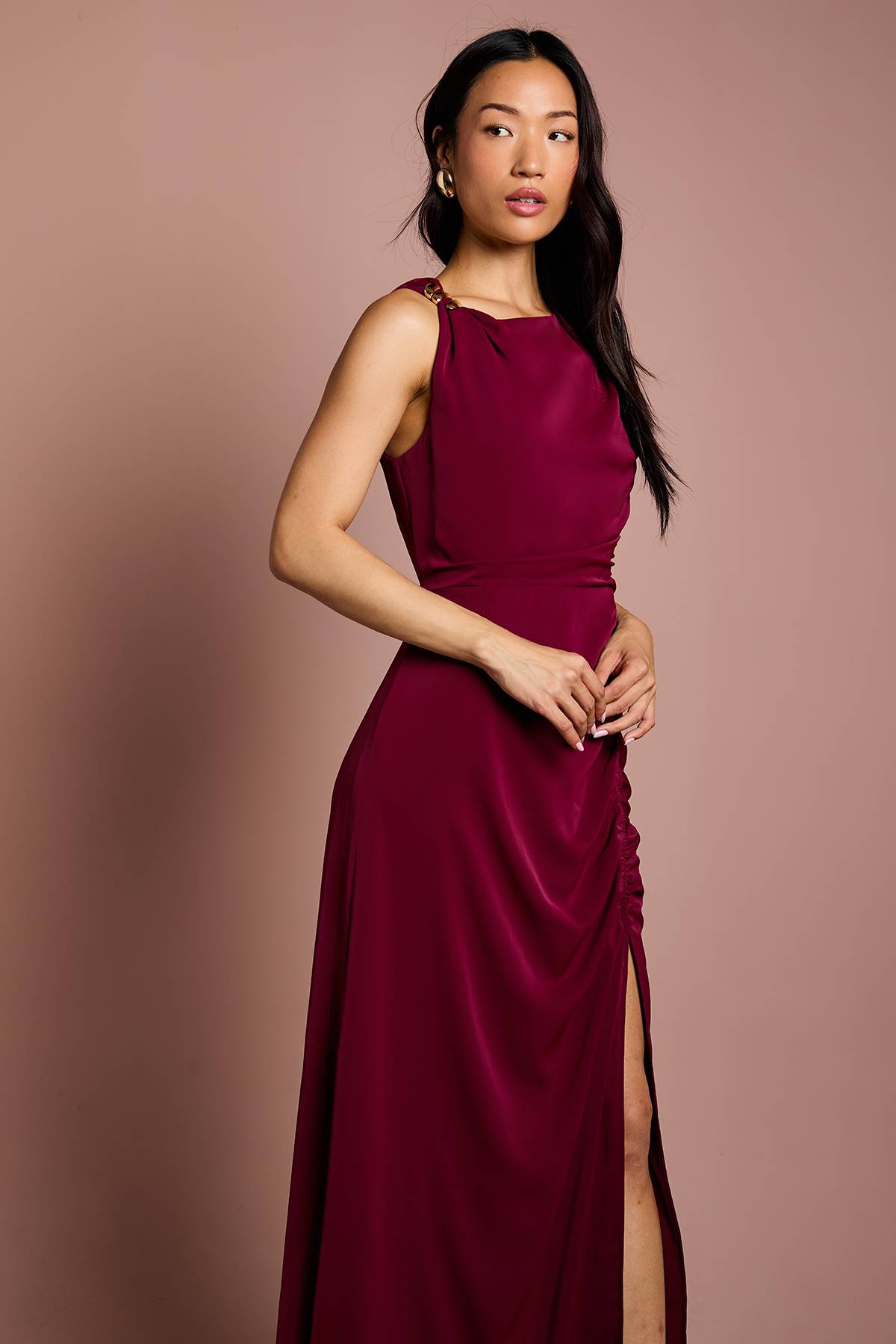 Coast Robe Longue Sans Manches Froncée Avec Détail Boucle