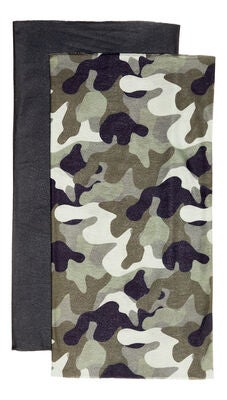 Nordbjørn Bjørli Hals 2-Pack, Black/Camo Splash Deep Lichen Green