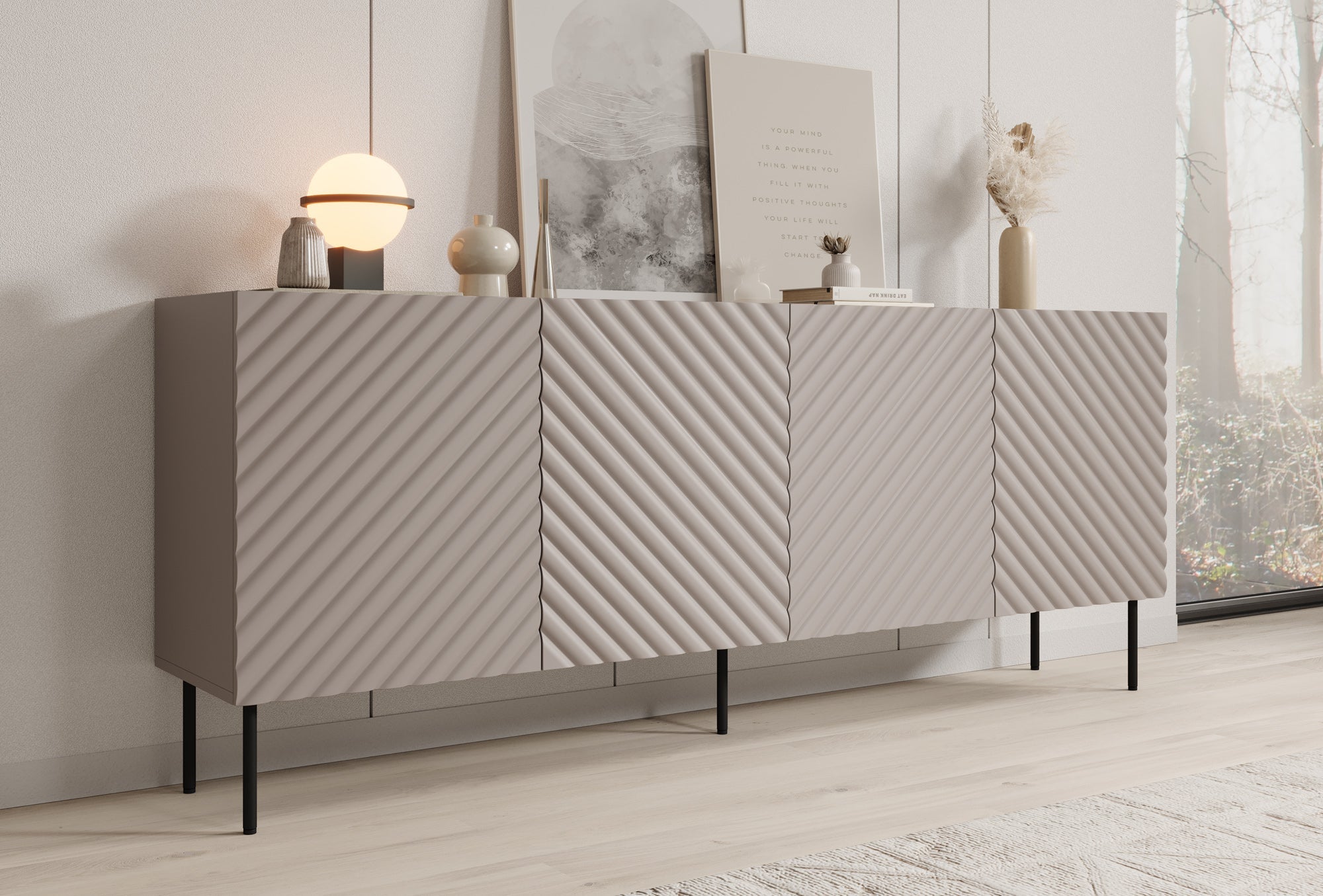 Meubella - Dressoir Laguna - Beige - 200 cm