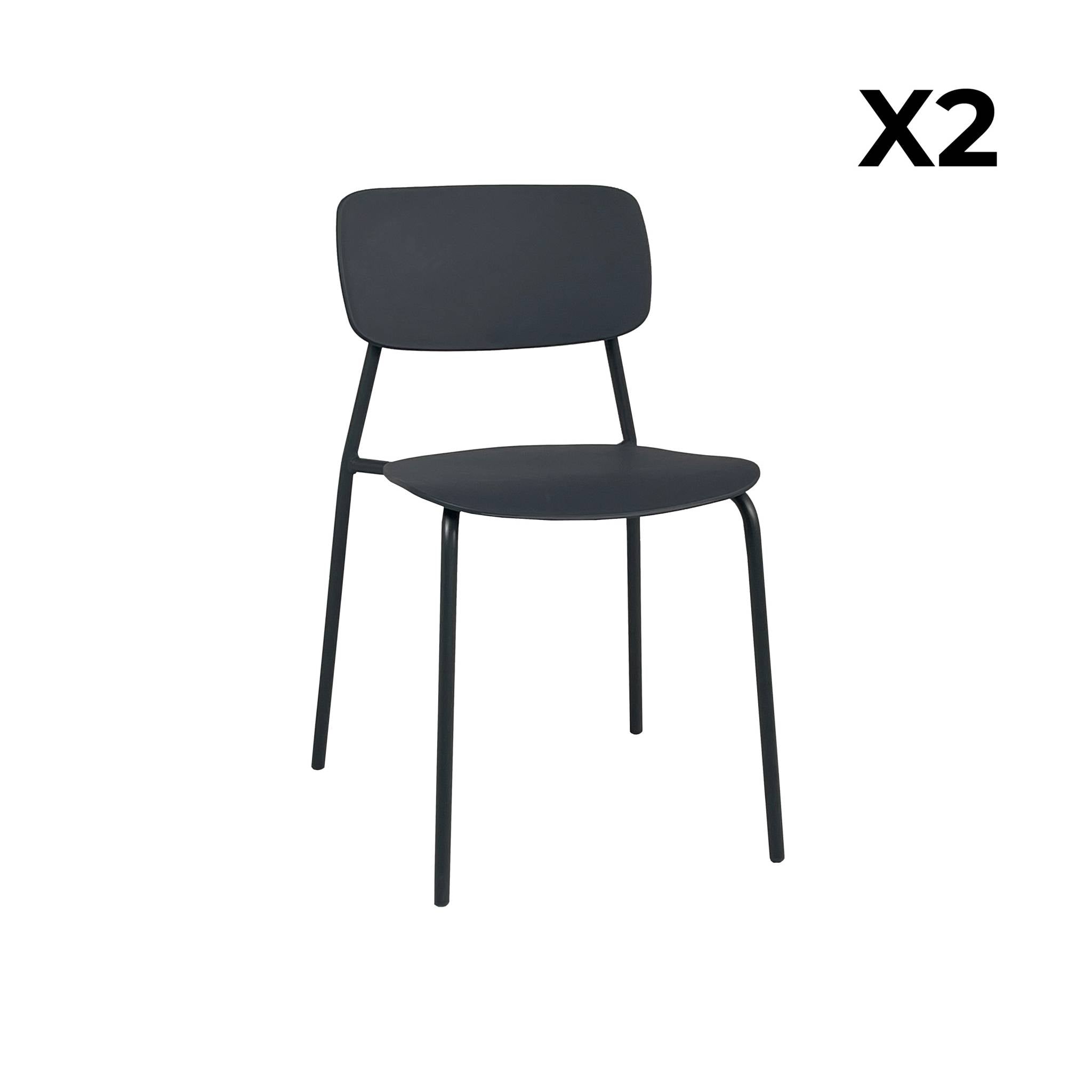 sweeek - Stapelbare tuinstoelen van staal en kunststof (set van 2)