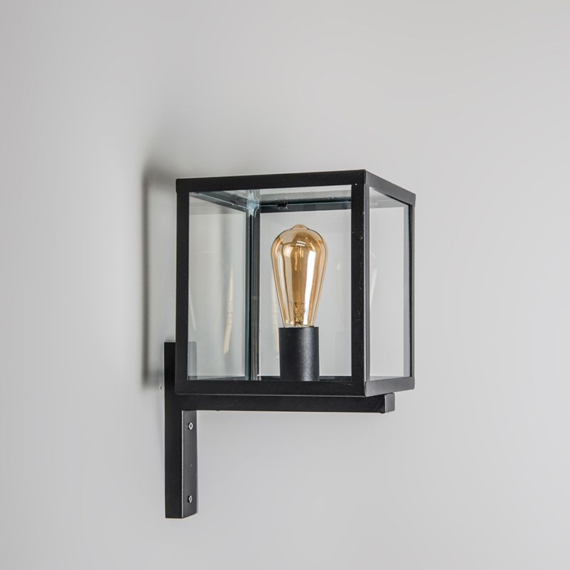 Industriële vierkante buitenwandlamp zwart IP23 - Rotterdam