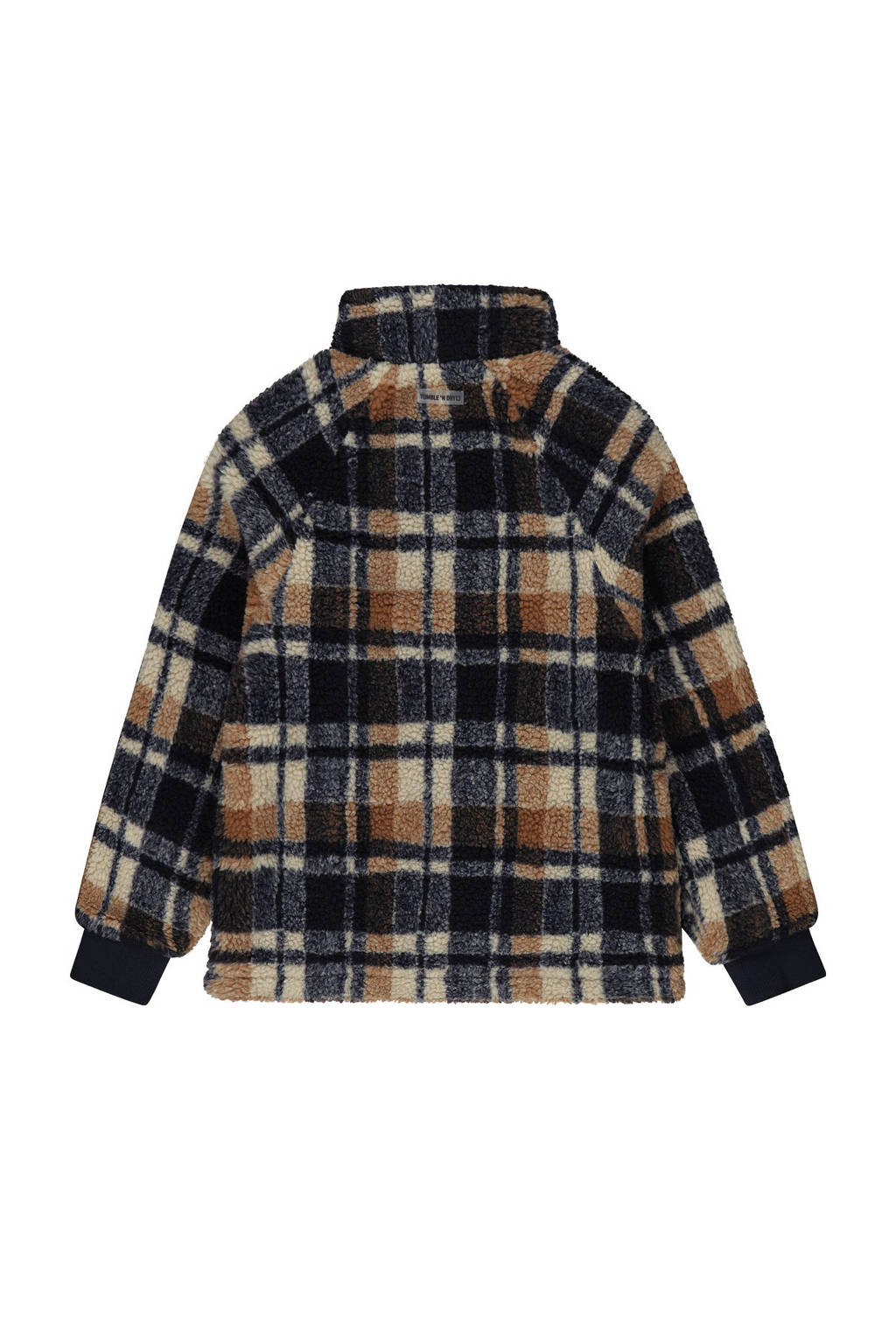 Tumble 'n Dry geruite teddy jas Stuttgart donkerblauw/beige/bruin