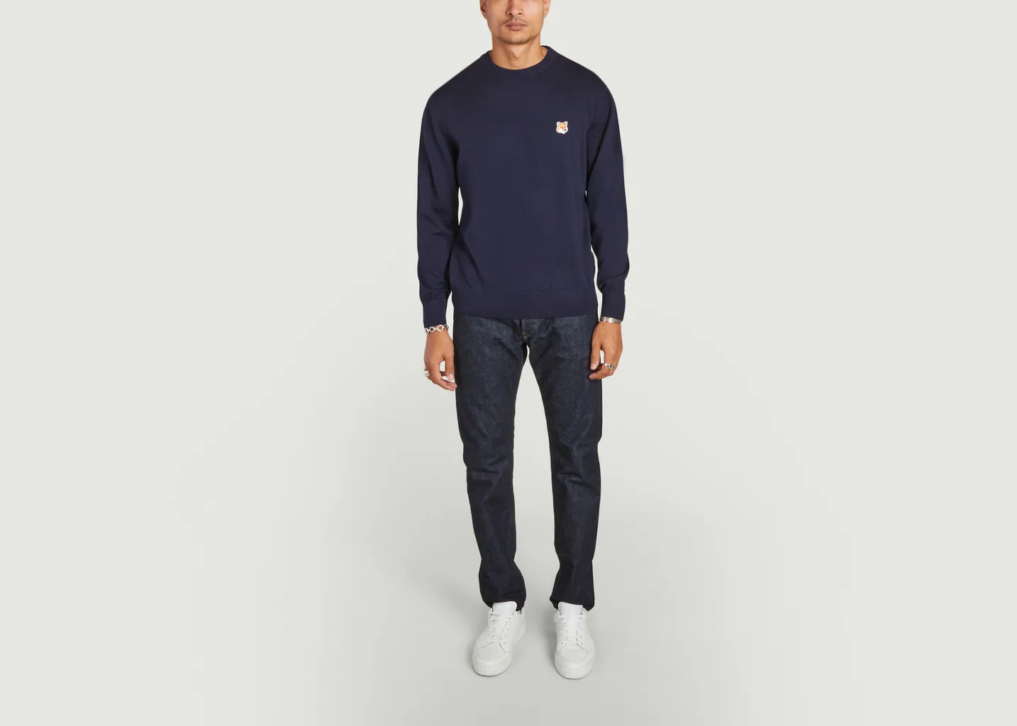 Pullover Fox Head Patch en laine mérinos Maison Kitsuné