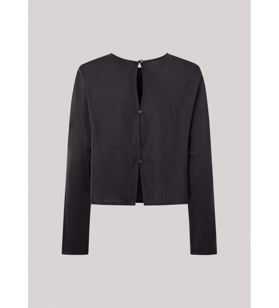 Blusa preta de cetim Katrina da Pepe Jeans