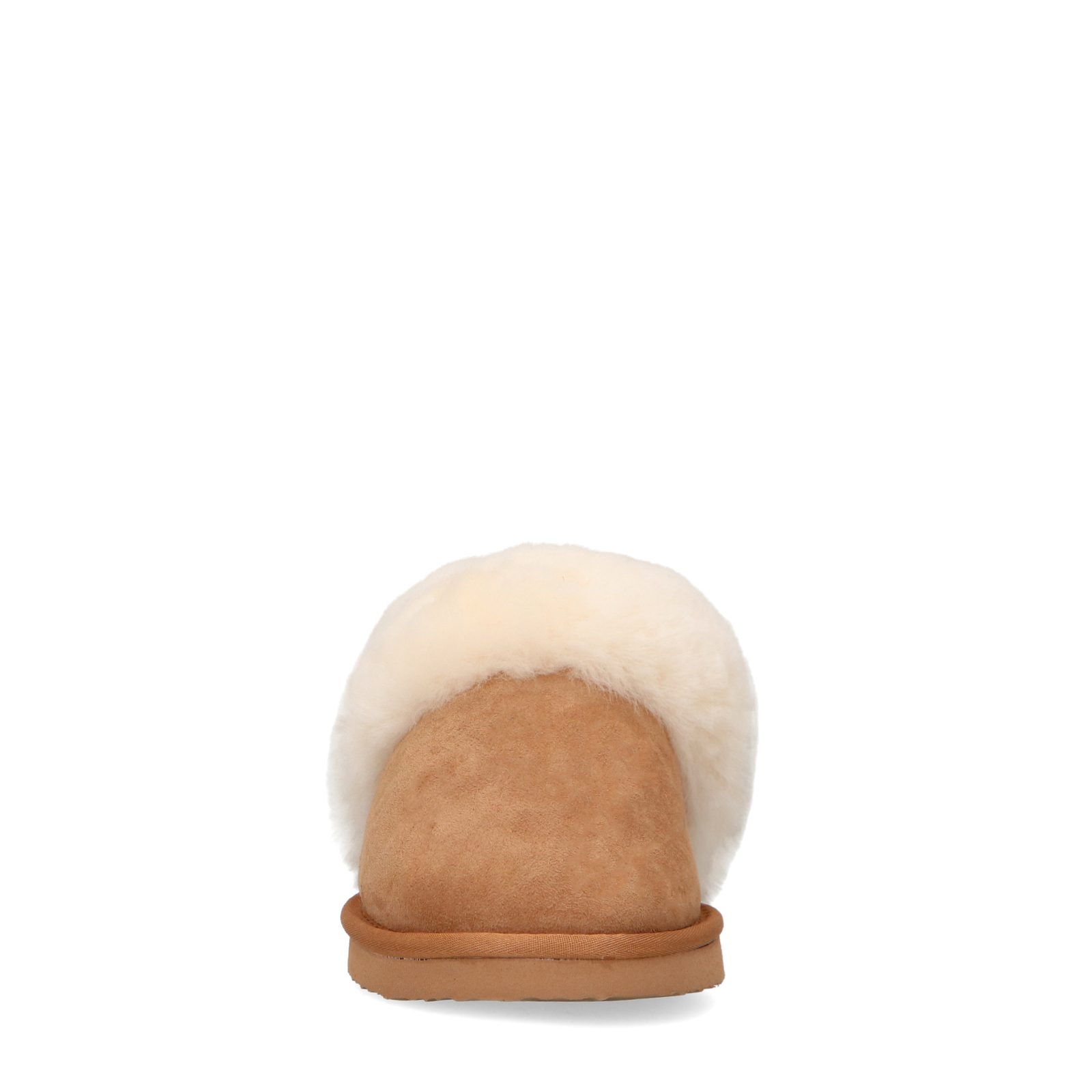 Cognac pantoffels met wollen voering