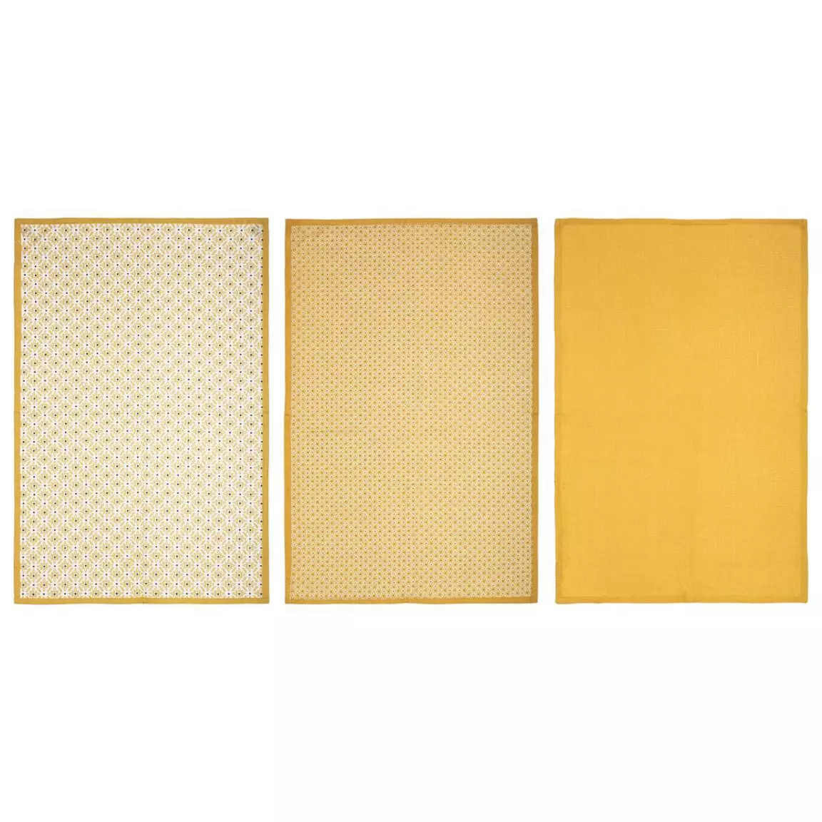 Lot de 3 torchons Geom Jaune ocre