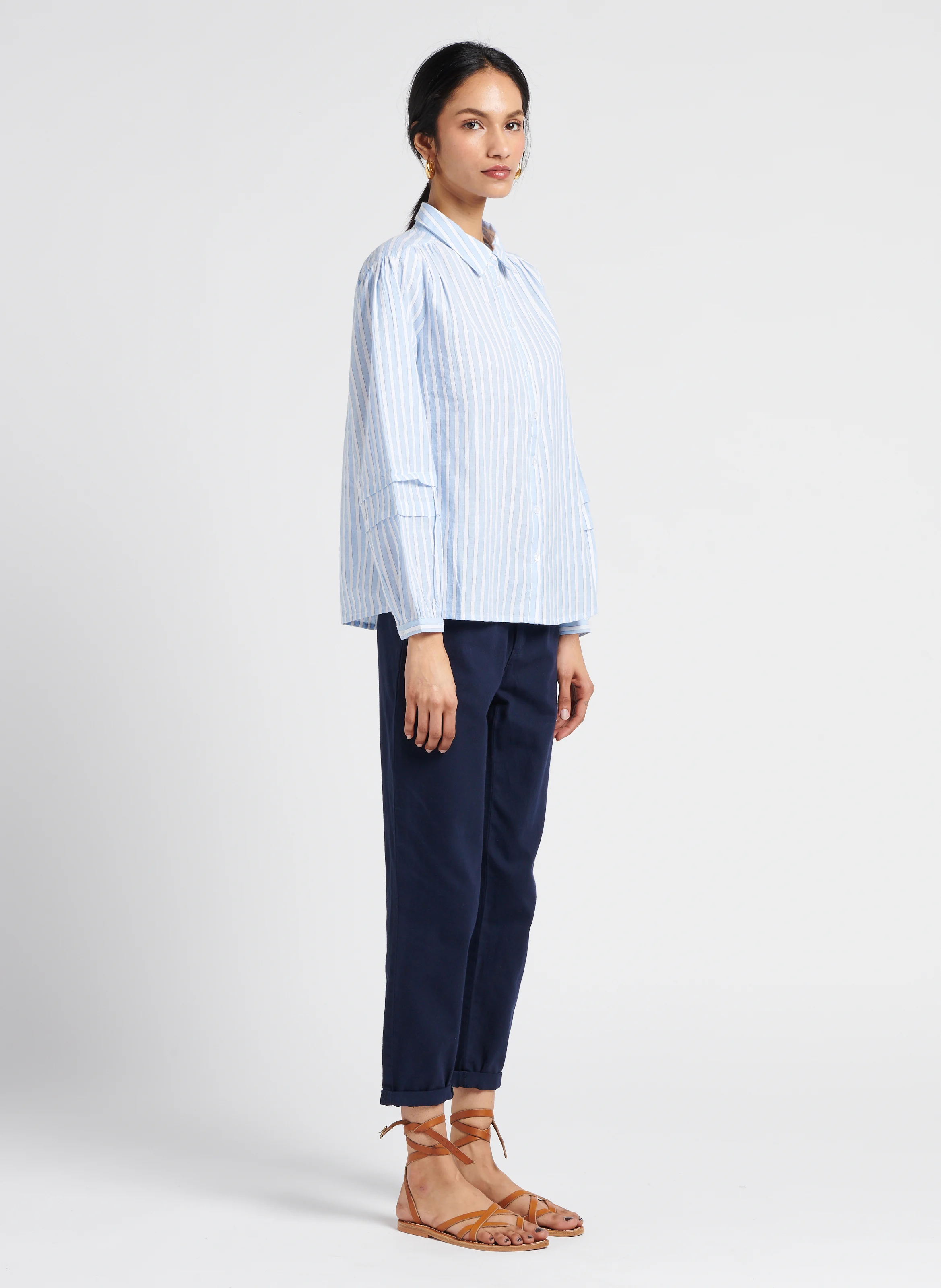 SABIL - Pantalon chino 7/8ème en coton| Bleu