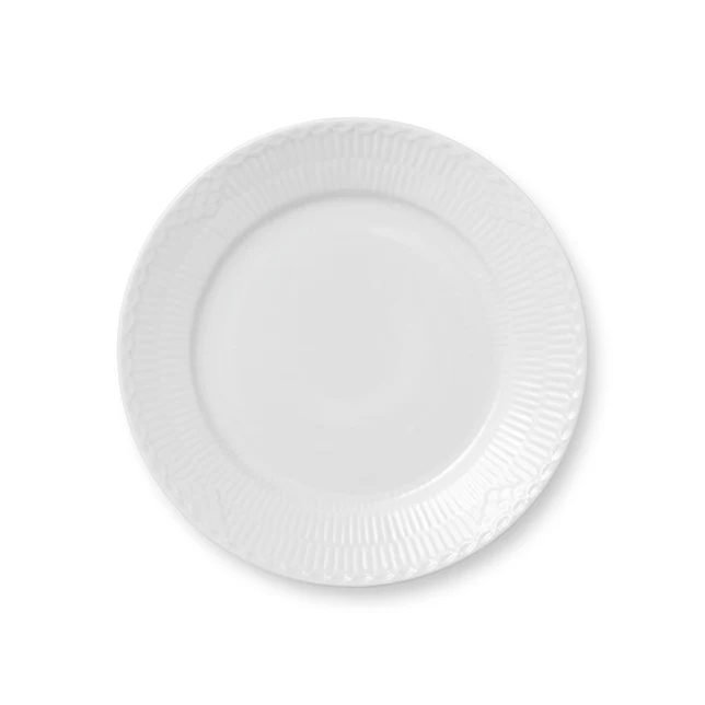 Royal Copenhagen  Hvid riflet Halvblonde tallerken - 22 cm.