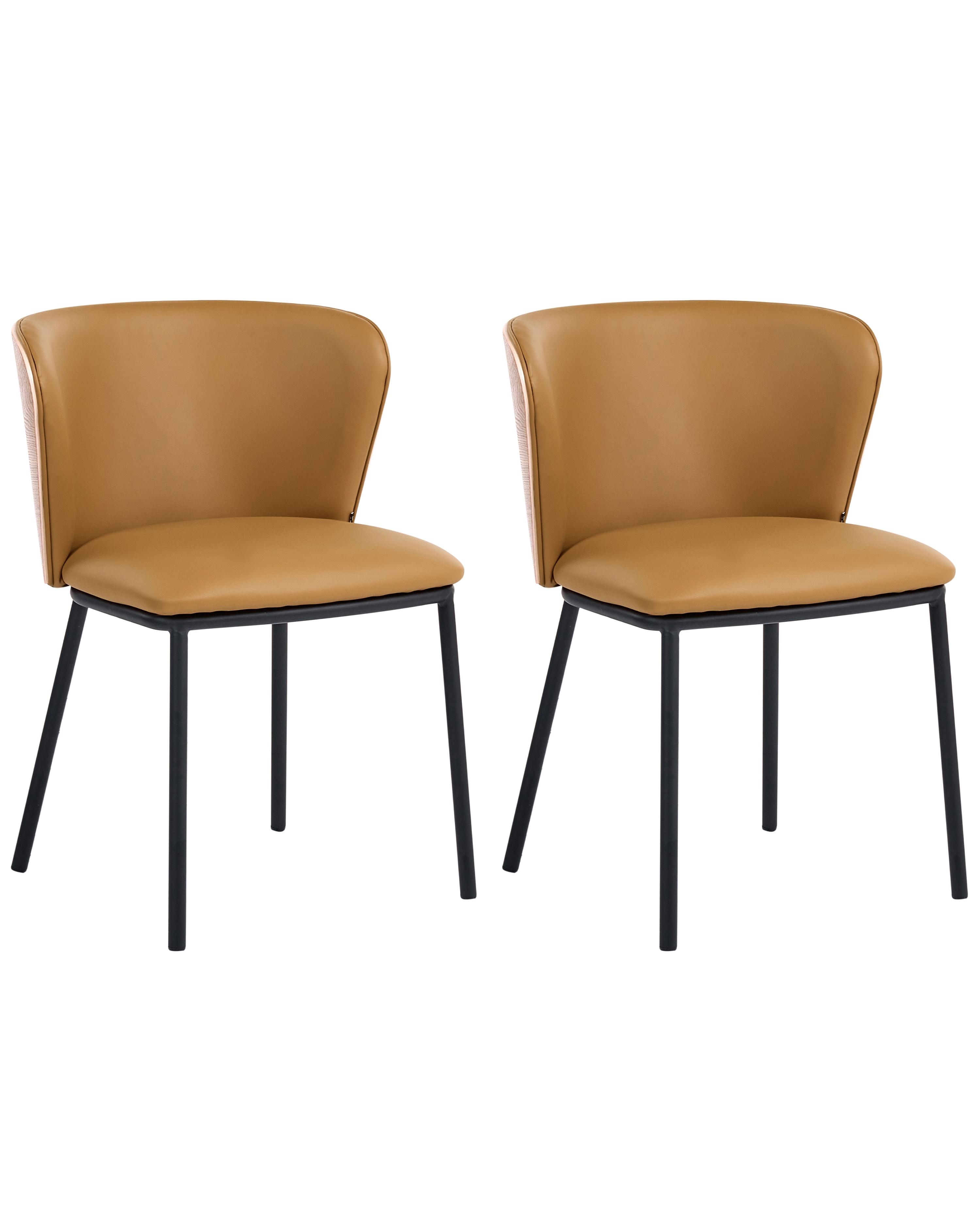 Set van 2 eetkamerstoelen HOSKIN Kunstleer Bruin