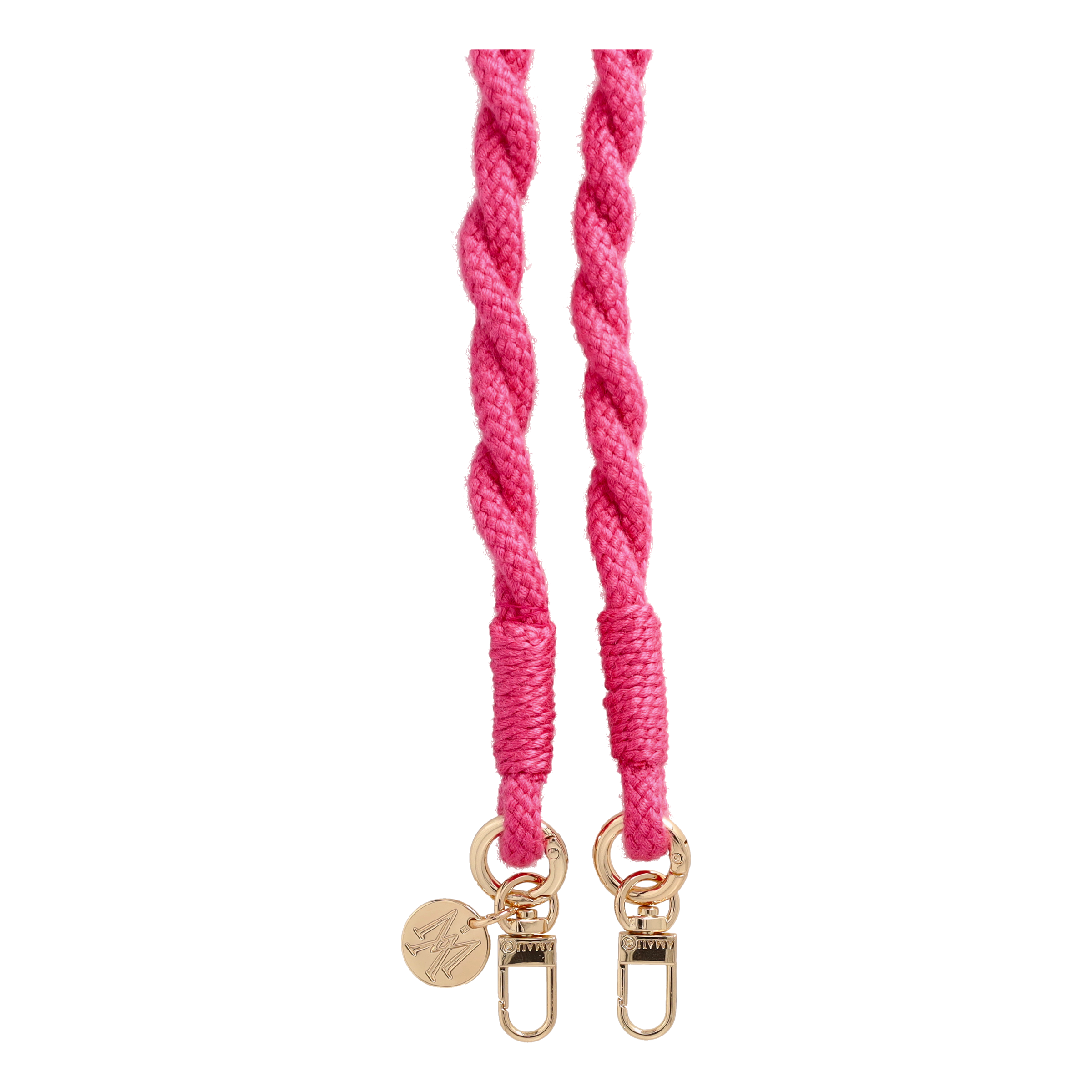 Handgemachte Handykordel Gedrehtes Umhängeband für Handyhüllen Gold - Hot Pink