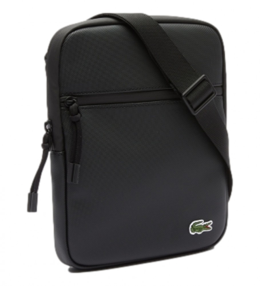 Bolsa transversal Lacoste, preta - 20x25,5x4 cm -