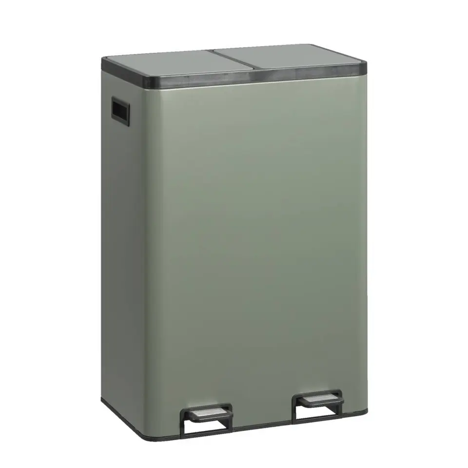 Pedaalemmer Duo - groen - metaal - 60 liter